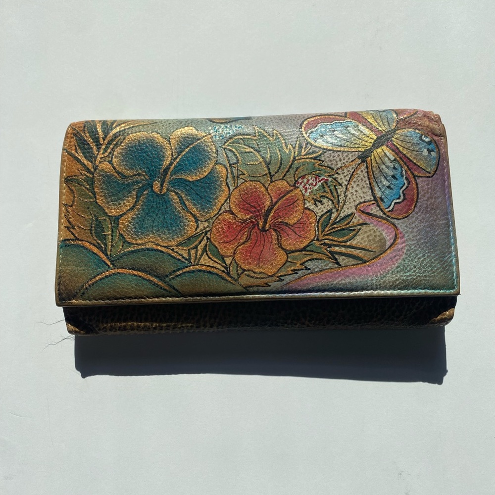 Anuschka Butterfly  Floral Leather Wallet